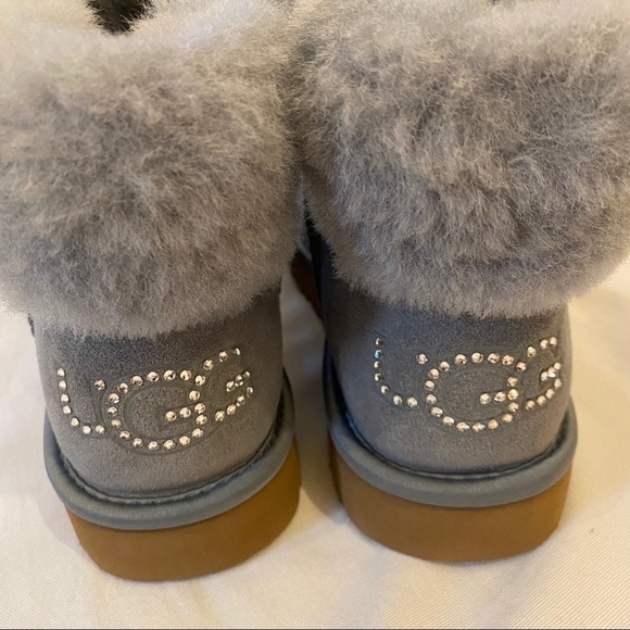 NWOT~UGG Women Mini Bling Swarovski Crystal Gray Boots Size 8 - Picture 3 of 11